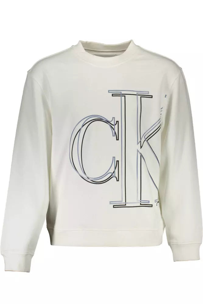Suéter elegante de algodón blanco con logotipo de Calvin Klein