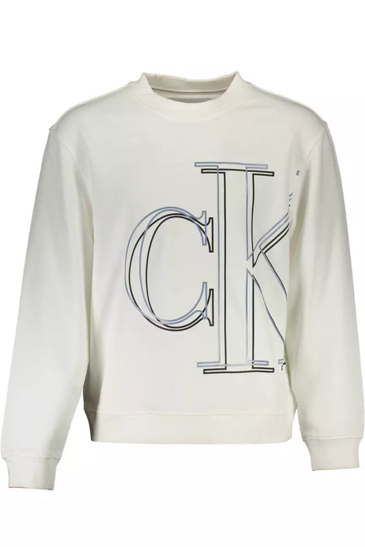 Suéter elegante de algodón blanco con logotipo de Calvin Klein