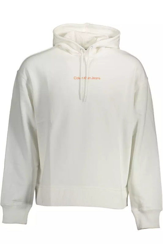 Sudadera con capucha de algodón blanca elegante de Calvin Klein con detalle de logotipo