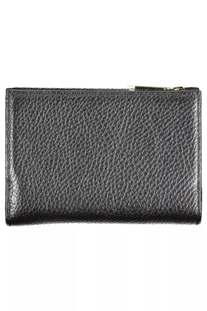 Cartera de piel negra Coccinelle Chic con múltiples compartimentos