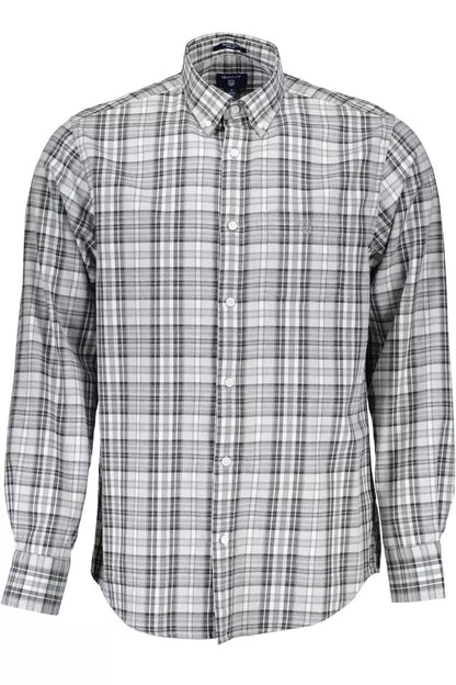 Camisa elegante de algodón gris de manga larga para hombre de Gant