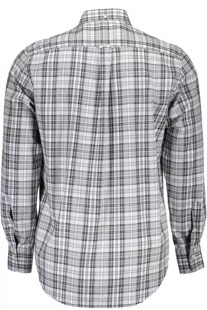 Camisa elegante de algodón gris de manga larga para hombre de Gant