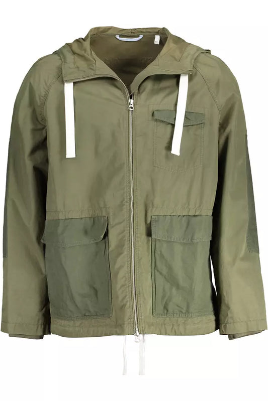 Chaqueta con capucha elegante de mezcla de algodón verde de Gant