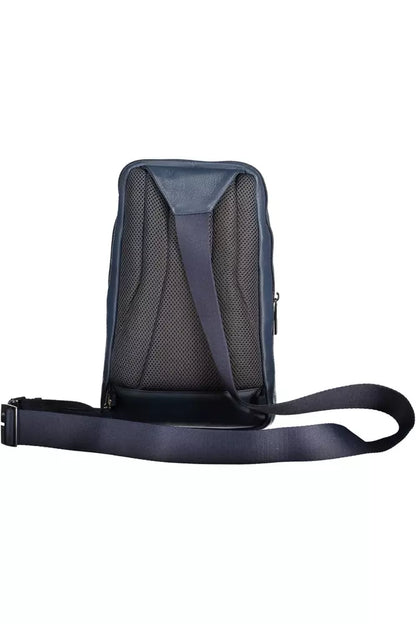 Elegante bolso de hombro de cuero azul para portátil
