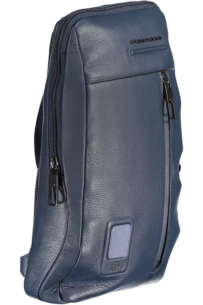 Elegante bolso de hombro de cuero azul para portátil