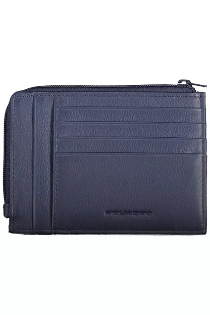 Tarjetero elegante de piel azul con bloqueo RFID de Piquadro