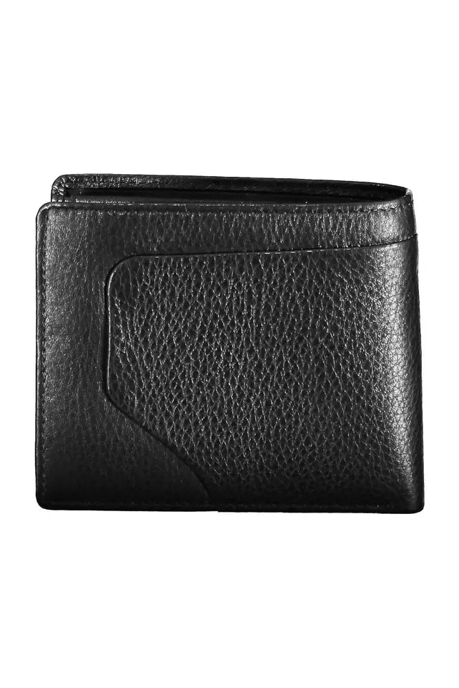 Cartera plegable elegante de piel negra de Piquadro con bloqueo RFID