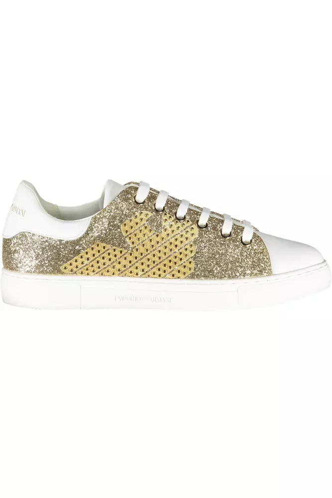 Zapatillas deportivas con cordones en dorado brillante de Emporio Armani