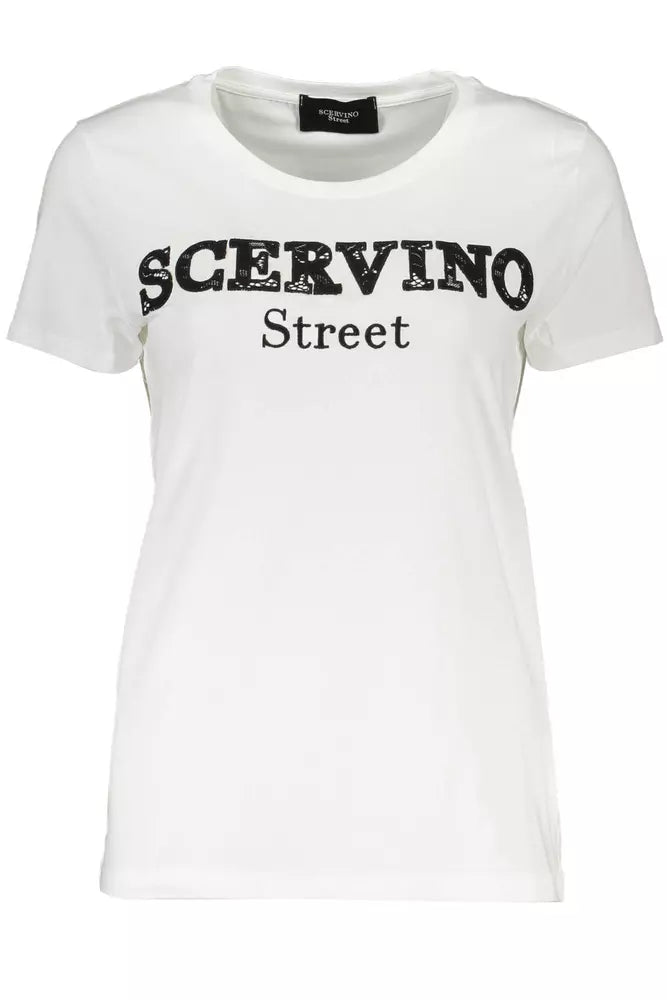 Camiseta blanca elegante de Scervino con detalle de bordado en contraste