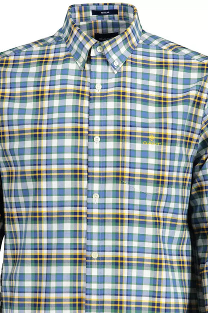 Camisa elegante de algodón azul con botones de Gant