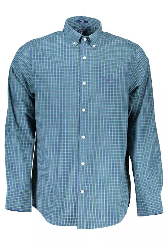 Camisa elegante de manga larga en mezcla de algodón azul de Gant