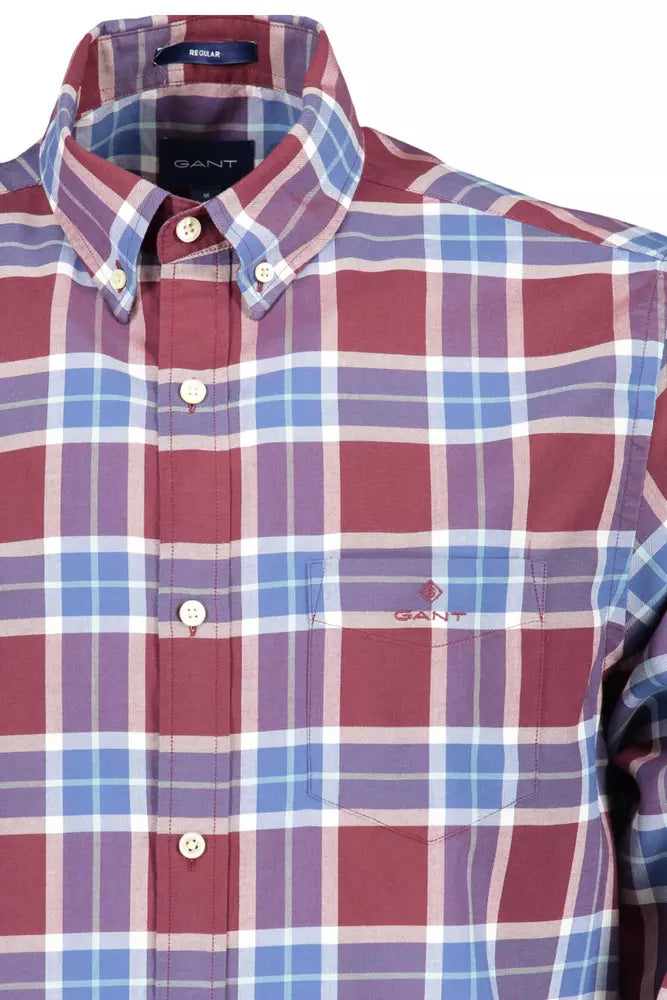 Camisa elegante de algodón morado con botones de Gant