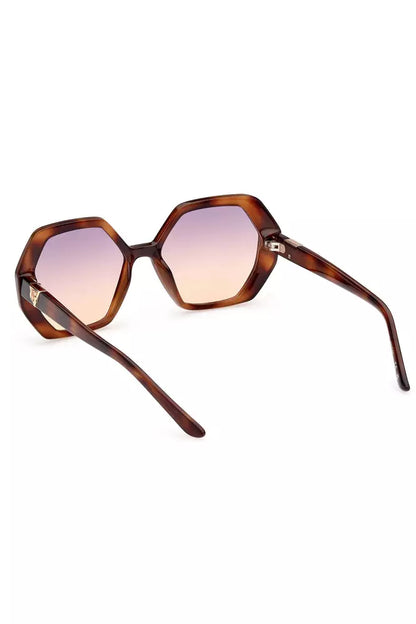 Gafas de sol con lentes hexagonales marrones Guess Jeans Chic