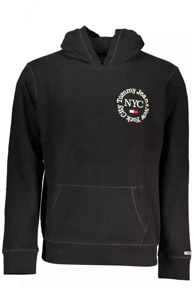 Sudadera con capucha elegante negra con logotipo bordado de Tommy Hilfiger