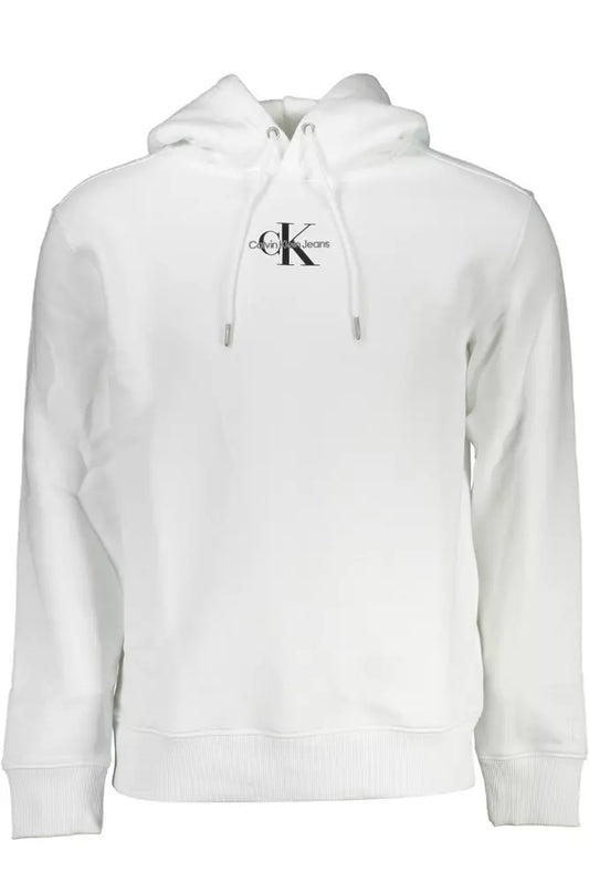 Sudadera con capucha blanca elegante de Calvin Klein con bordado del logotipo