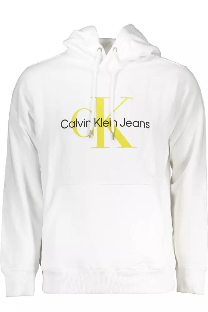 Sudadera con capucha blanca bordada y logotipo de Calvin Klein