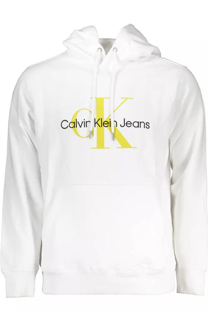 Sudadera con capucha blanca bordada y logotipo de Calvin Klein