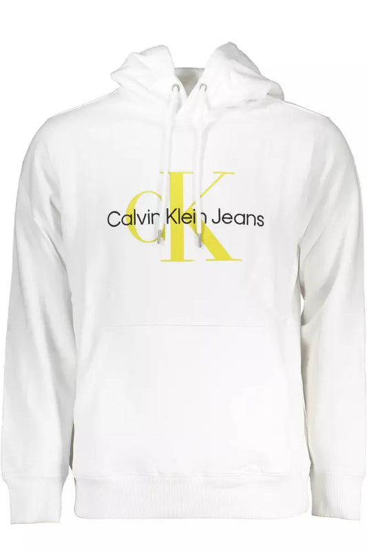 Sudadera con capucha blanca bordada y logotipo de Calvin Klein