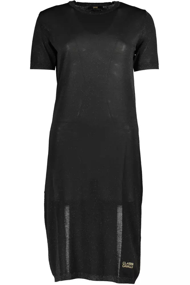 Vestido de manga corta con bordados elegantes en color negro de Cavalli Class