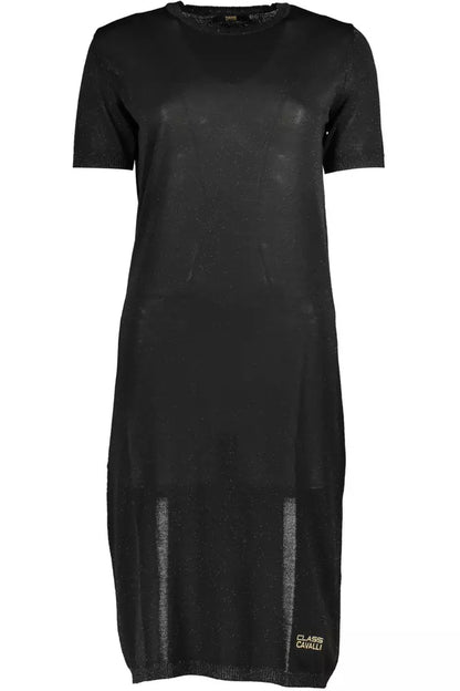 Vestido de manga corta con bordados elegantes en color negro de Cavalli Class