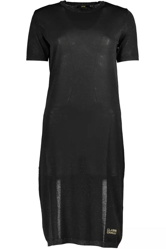 Vestido de manga corta con bordados elegantes en color negro de Cavalli Class