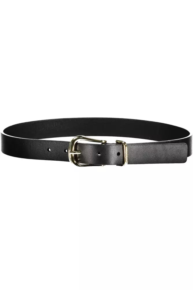 Cinturón elegante de piel negra con hebilla de metal de Tommy Hilfiger