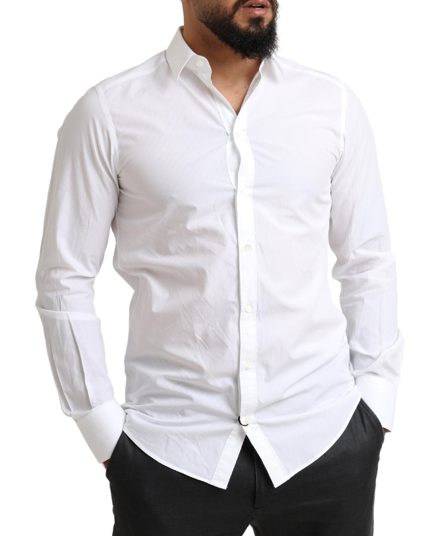 Camisa de vestir elegante de algodón blanco tipo martini de Dolce &amp; Gabbana