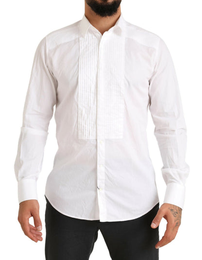 Camisa de vestir elegante de algodón de corte entallado en color blanco de Dolce &amp; Gabbana