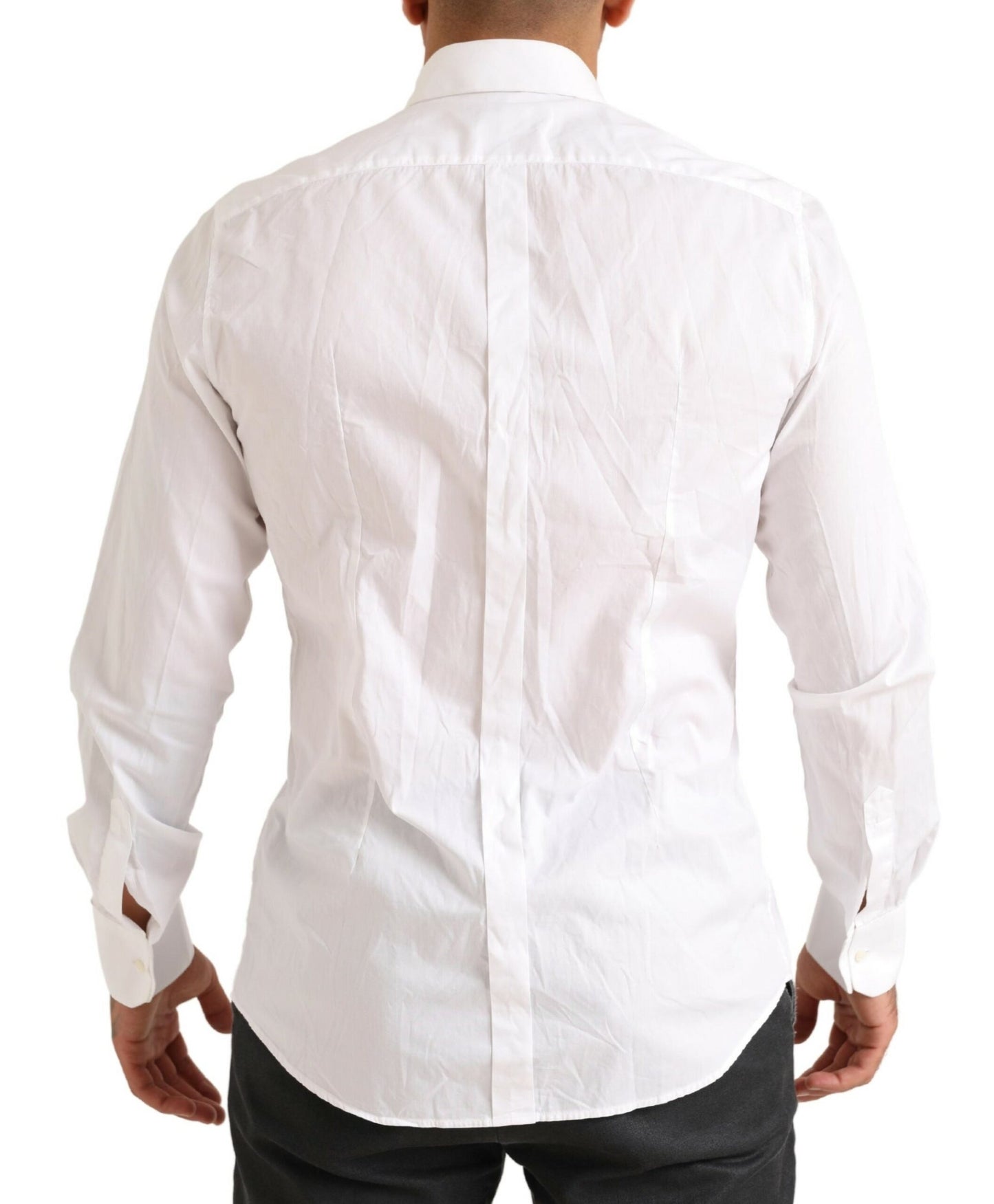 Camisa de vestir elegante de algodón de corte entallado en color blanco de Dolce &amp; Gabbana