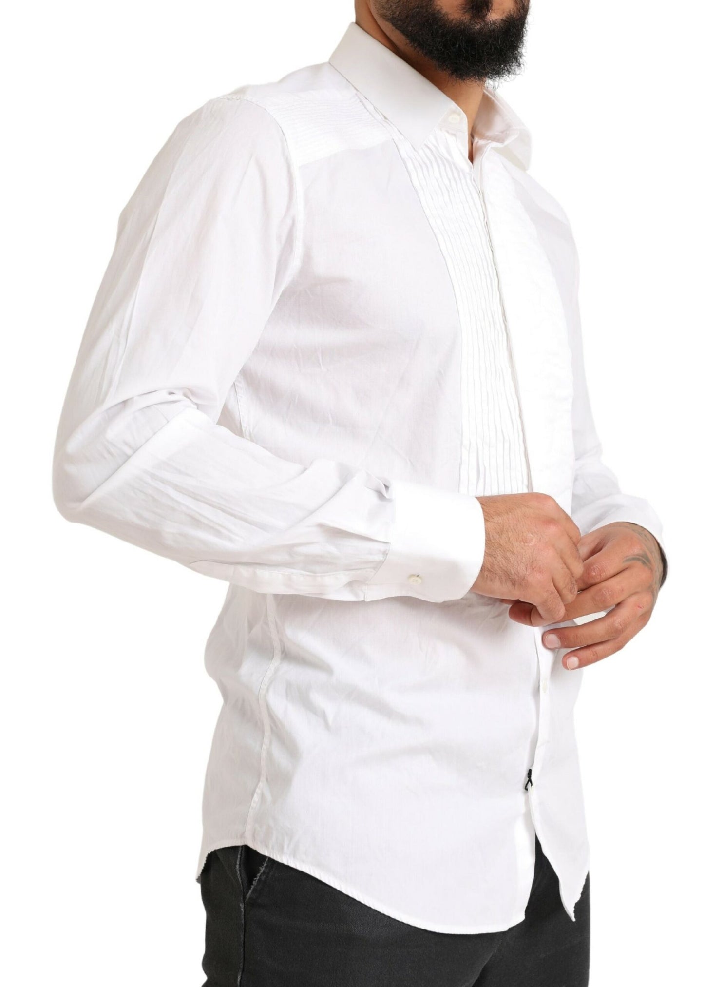 Camisa de vestir elegante de algodón de corte entallado en color blanco de Dolce &amp; Gabbana