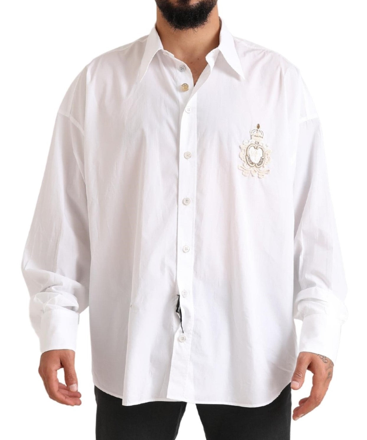 Camisa formal elegante de algodón blanca de Dolce &amp; Gabbana