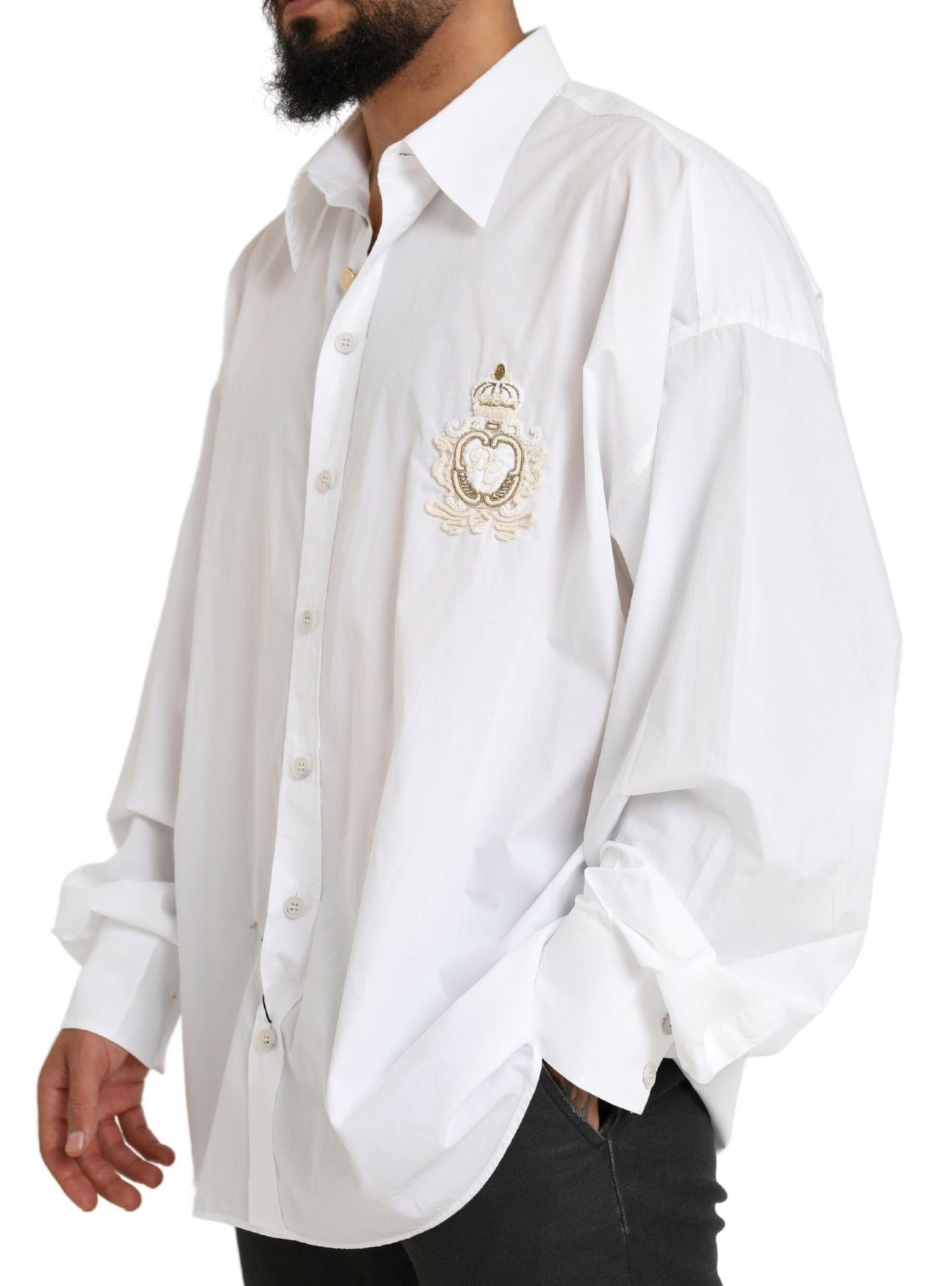 Camisa formal elegante de algodón blanca de Dolce &amp; Gabbana