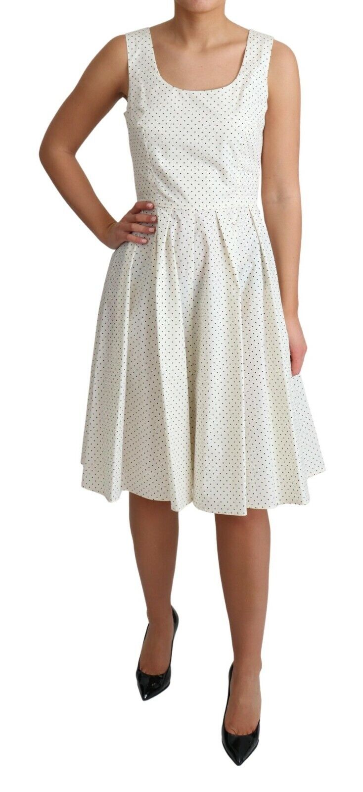 Vestido elegante sin mangas con lunares y corte en A de Dolce &amp; Gabbana
