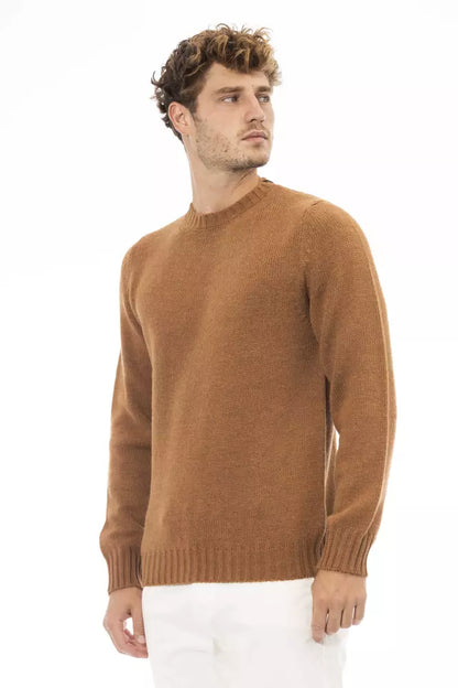 Suéter de hombre de piel de alpaca beige Alpha Studio