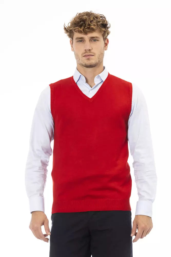 Chaleco de viscosa roja para hombre de Alpha Studio