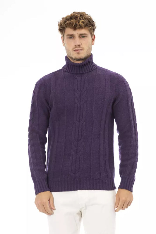 Suéter de lana merino morado para hombre de Alpha Studio