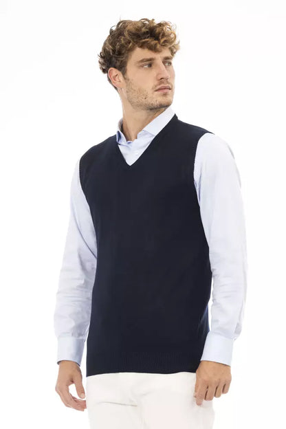 Chaleco de viscosa azul Alpha Studio para hombre