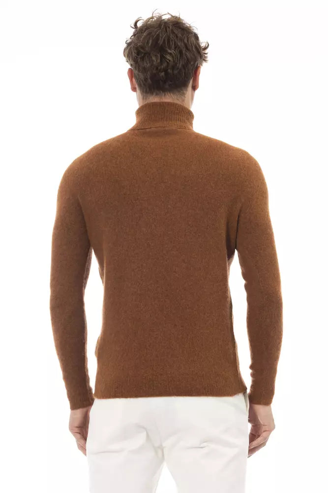 Suéter de alpaca marrón para hombre de Alpha Studio