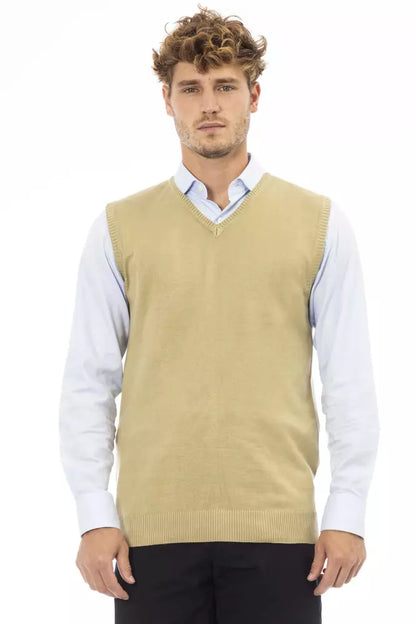 Chaleco de viscosa beige para hombre de Alpha Studio