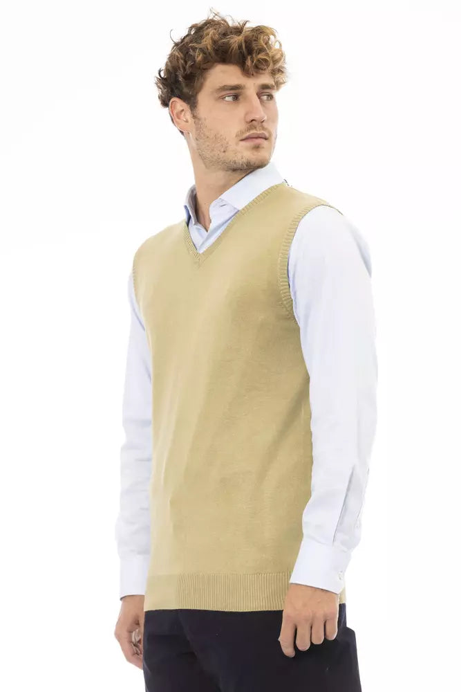 Chaleco de viscosa beige para hombre de Alpha Studio