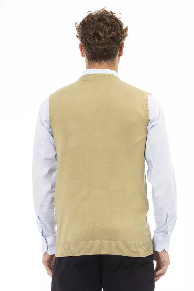 Chaleco de viscosa beige para hombre de Alpha Studio