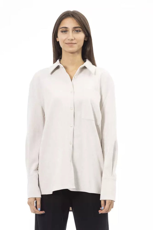 Camisa de mujer de poliéster blanco Alpha Studio