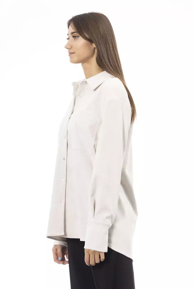 Camisa de mujer de poliéster blanco Alpha Studio