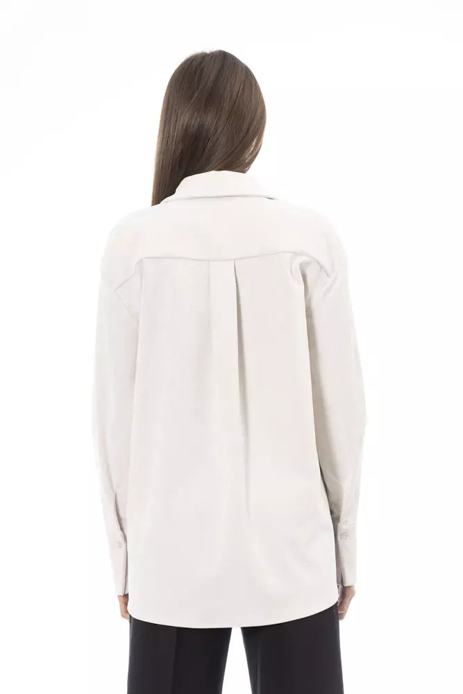Camisa de mujer de poliéster blanco Alpha Studio