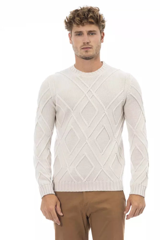 Suéter de lana merino beige para hombre de Alpha Studio