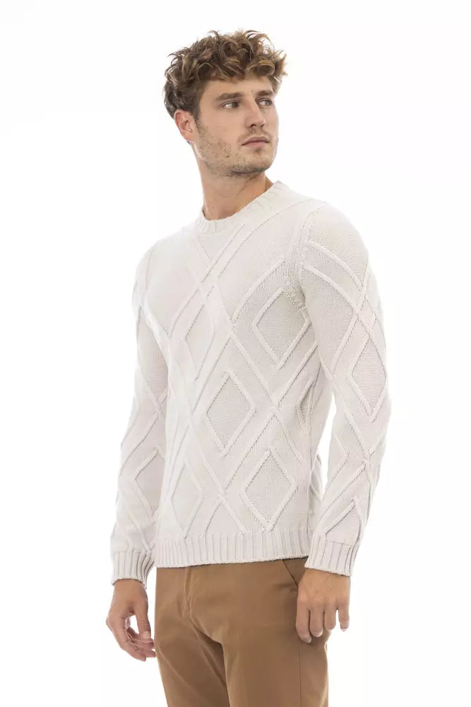Suéter de lana merino beige para hombre de Alpha Studio
