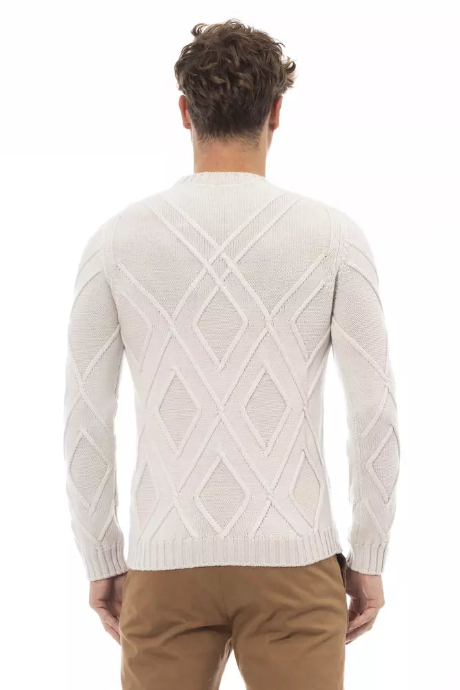 Suéter de lana merino beige para hombre de Alpha Studio