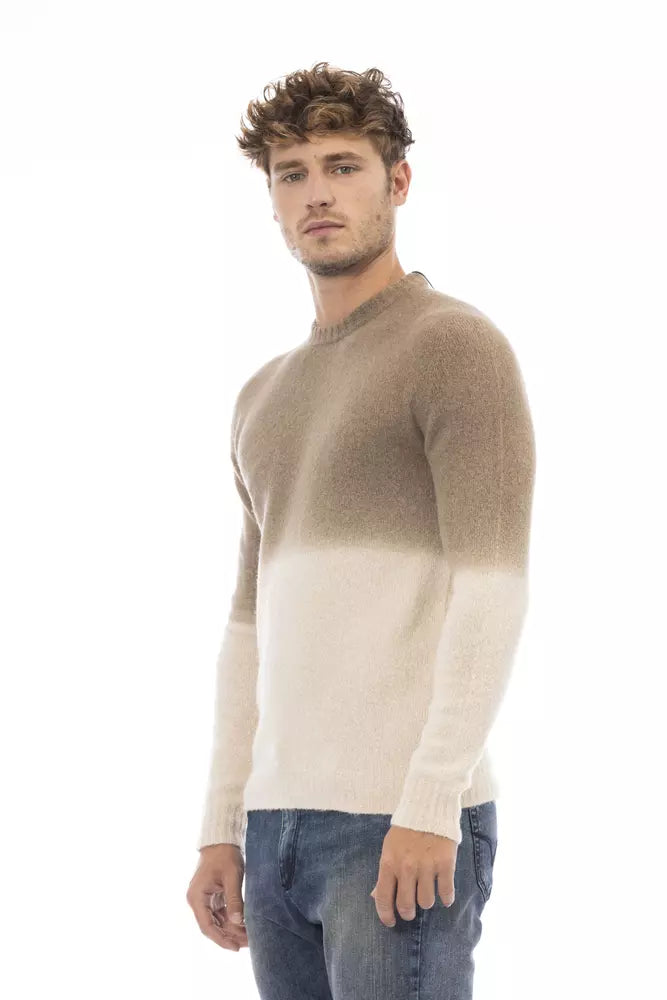 Suéter de hombre de piel de alpaca beige Alpha Studio