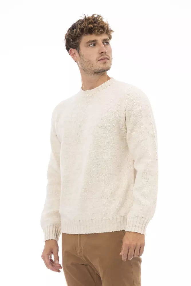 Suéter de hombre de alpaca beige Alpha Studio