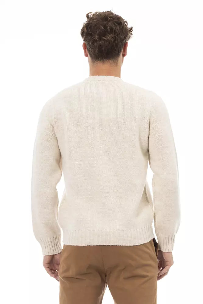 Suéter de hombre de alpaca beige Alpha Studio